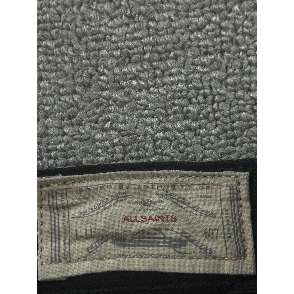 AllSaints Jeans Men 28 Black Iggy Slim Fit Denim Button Fly Rocker Streetwear - Picture 3 of 8